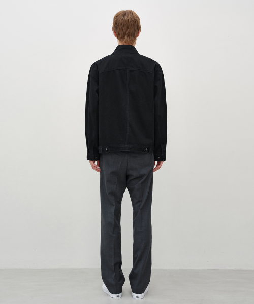 High Neck Denim Blouson BLACK