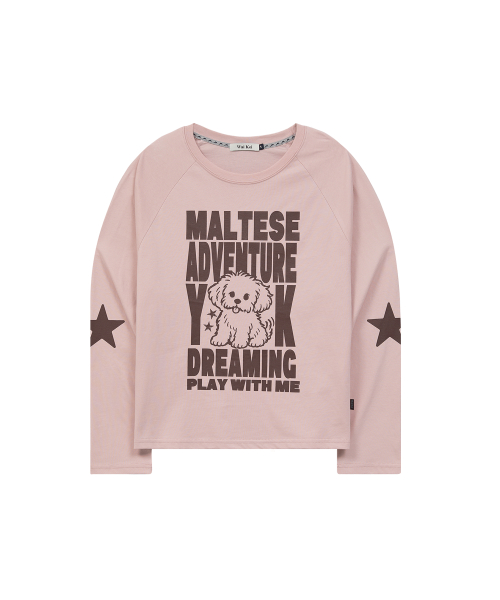 Maltese Adventure Raglan Long Sleeve T-shirt PINK