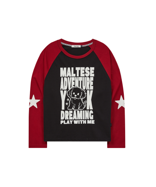 Maltese Adventure Raglan Long Sleeve T-shirt RED
