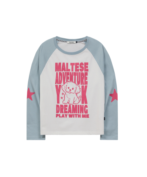Maltese Adventure Raglan Long Sleeve T-shirt SKYBLUE