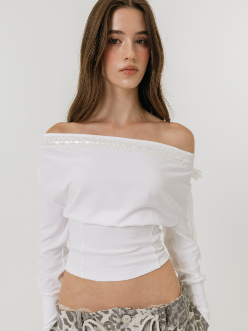 SHADOW TRIMMING T-SHIRT / WHITE