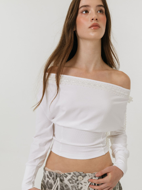 SHADOW TRIMMING T-SHIRT / WHITE