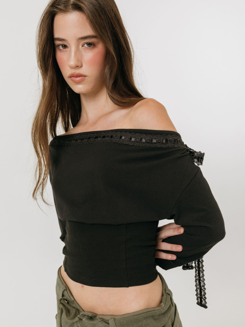 SHADOW TRIMMING T-SHIRT / BLACK