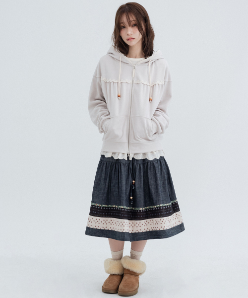 Lace cozy Hoodie Zip Up_Facial Creams