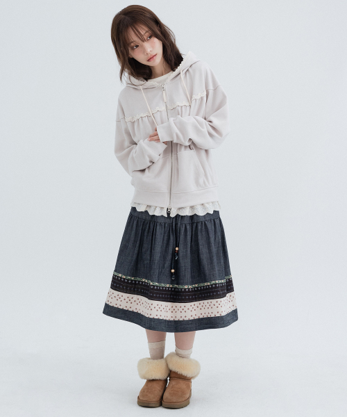 Lace cozy Hoodie Zip Up_Facial Creams
