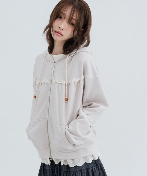 Lace cozy Hoodie Zip Up_Facial Creams
