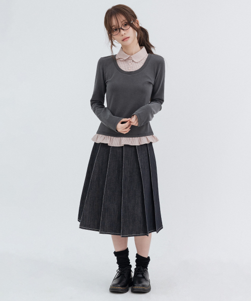 Layered Long-Sleeve Shirts_Charcoal