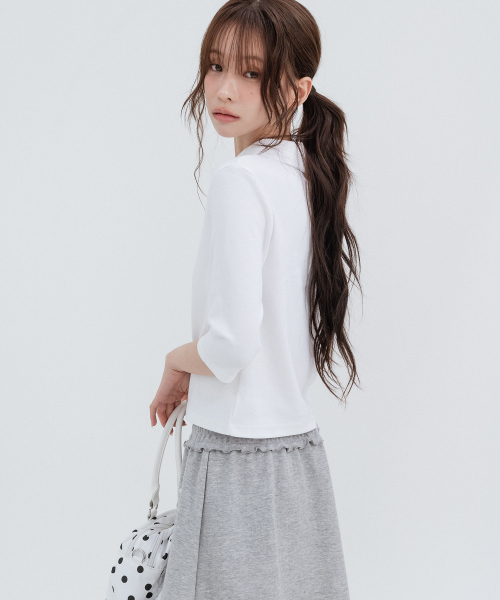 Round Collar 3/4 Sleeve, White