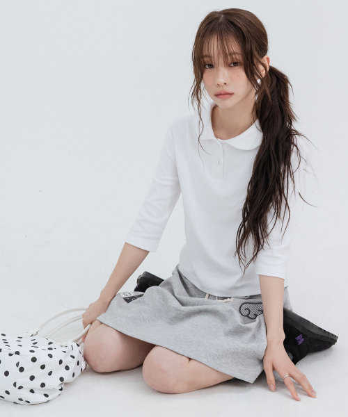 Round Collar 3/4 Sleeve, White