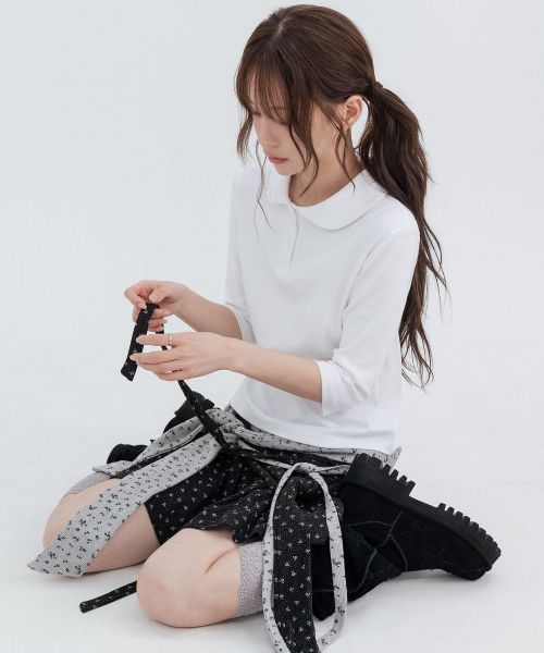 Round Collar 3/4 Sleeve, White