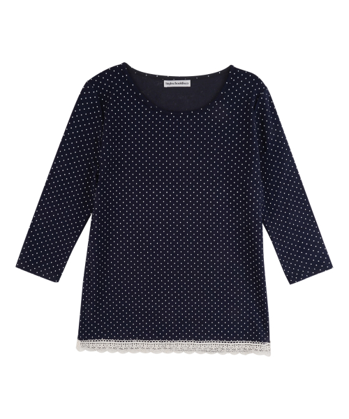 Polka Dot Lace 3/4 Sleeve_Navy