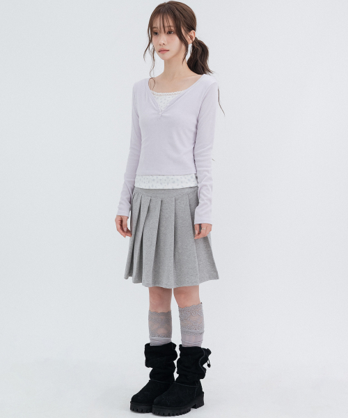 Layered Flower Long Sleeve_Lavender