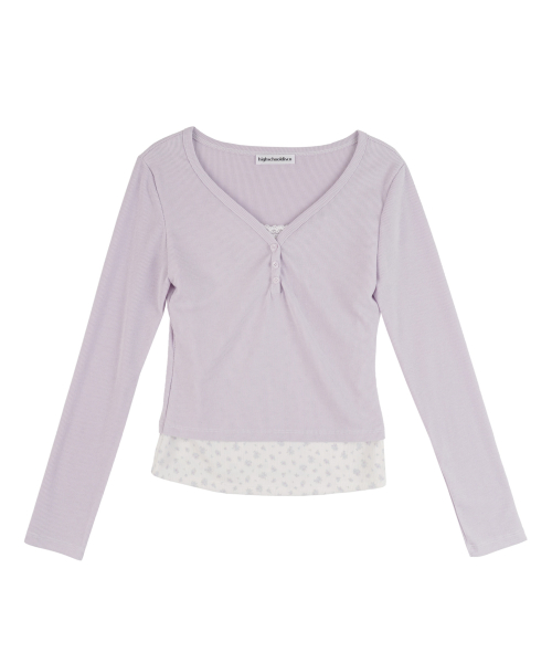 Layered Flower Long Sleeve_Lavender