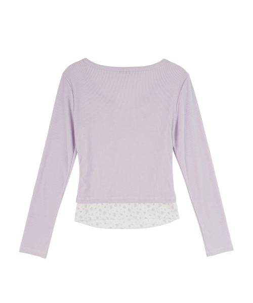 Layered Flower Long Sleeve_Lavender