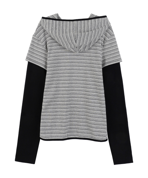 Hooded Layered Long Sleeve_Gray