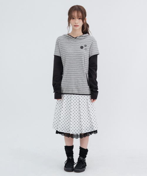 Hooded Layered Long Sleeve_Gray