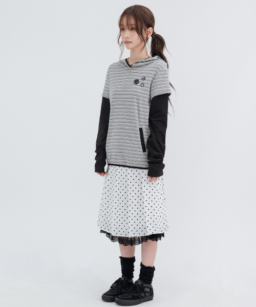Hooded Layered Long Sleeve_Gray