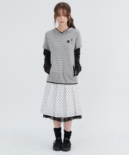 Hooded Layered Long Sleeve_Gray