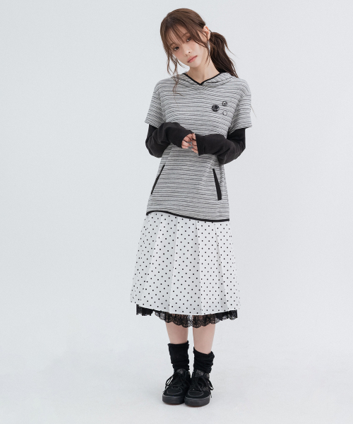 Hooded Layered Long Sleeve_Gray