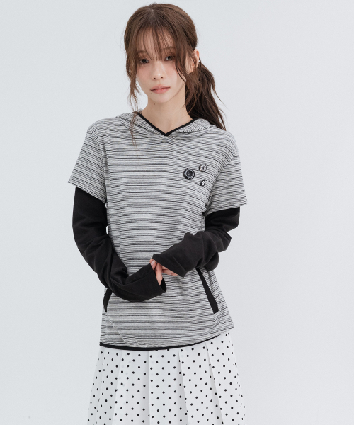 Hooded Layered Long Sleeve_Gray