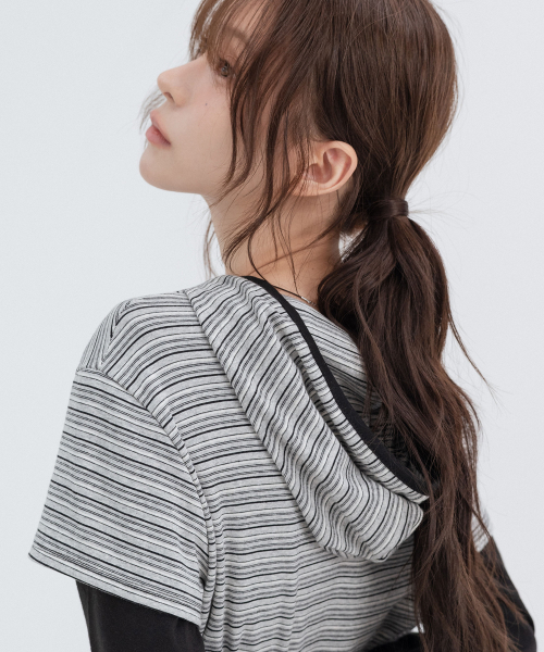 Hooded Layered Long Sleeve_Gray