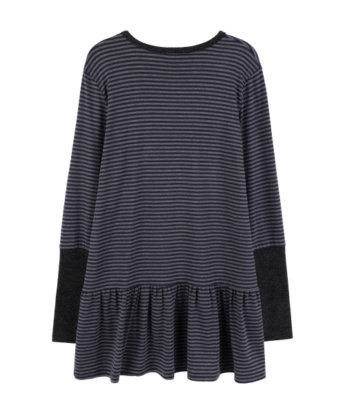 Henley Neck Striped One Piece_Charcoal