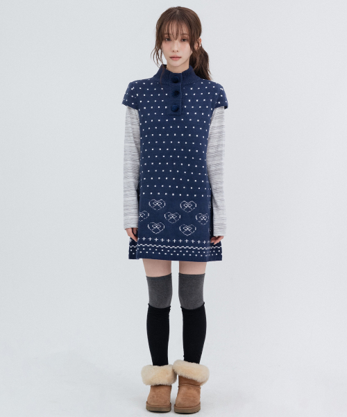 Lovely Vintage Knit Dress_Navy
