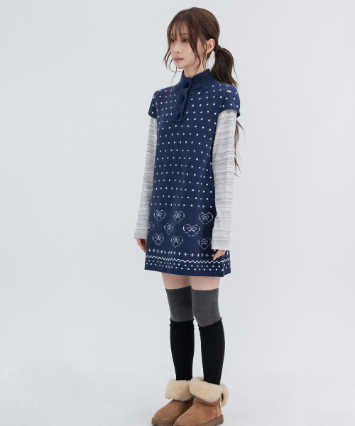 Lovely Vintage Knit Dress_Navy