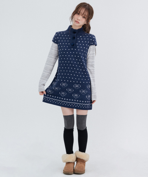Lovely Vintage Knit Dress_Navy