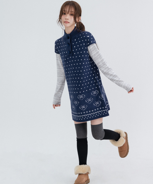Lovely Vintage Knit Dress_Navy