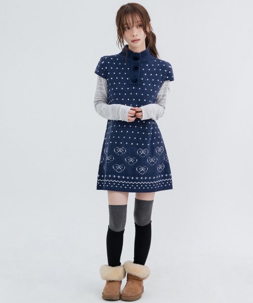 Lovely Vintage Knit Dress_Navy