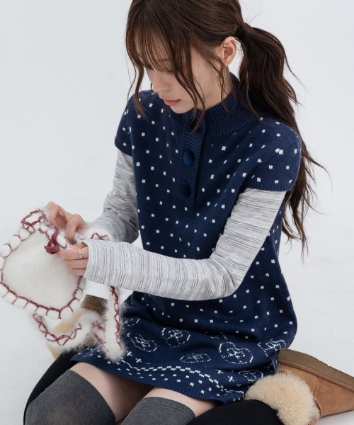 Lovely Vintage Knit Dress_Navy