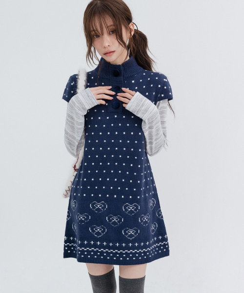 Lovely Vintage Knit Dress_Navy