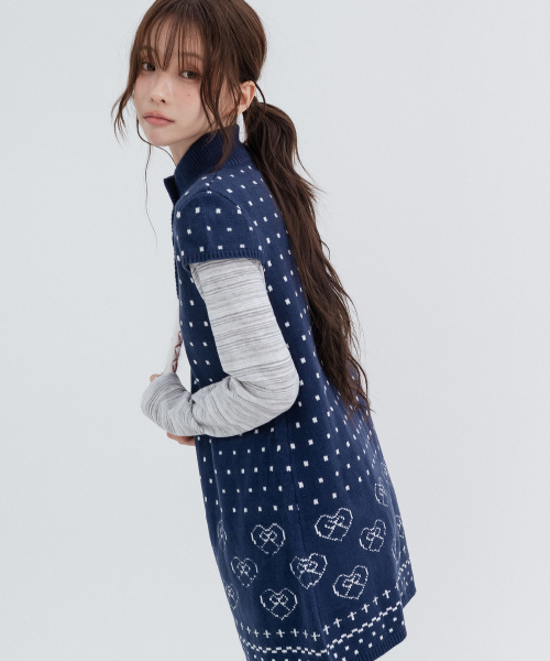 Lovely Vintage Knit Dress_Navy