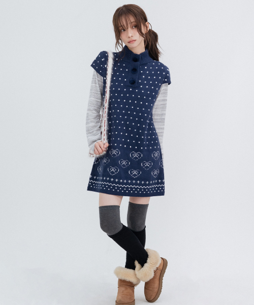 Lovely Vintage Knit Dress_Navy