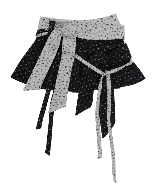 Drape Layered Mini Skirt_Black