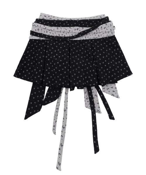 Drape Layered Mini Skirt_Black