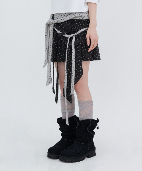 Drape Layered Mini Skirt_Black