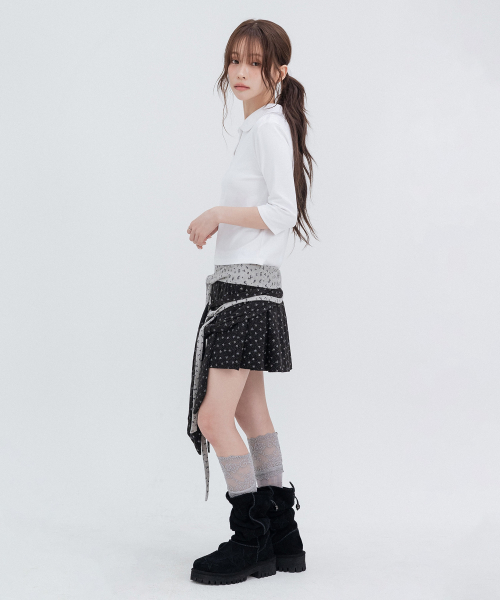 Drape Layered Mini Skirt_Black