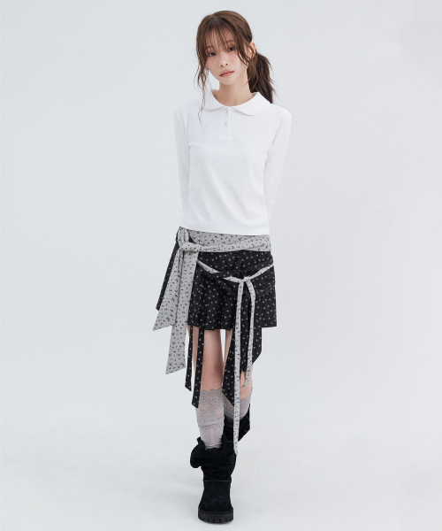 Drape Layered Mini Skirt_Black