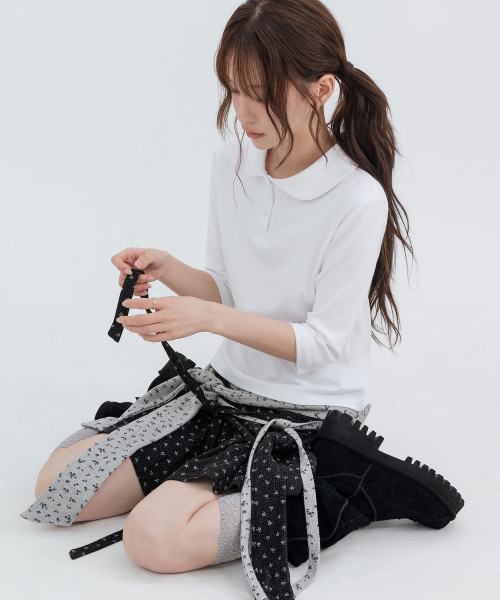 Drape Layered Mini Skirt_Black