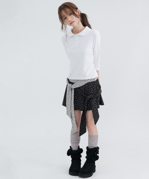 Drape Layered Mini Skirt_Black