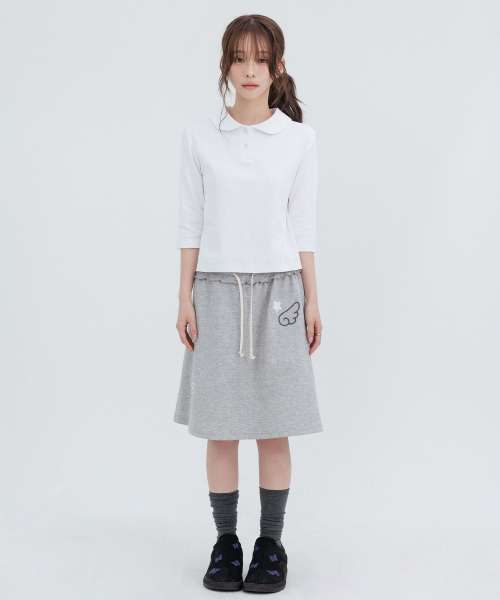 HSD Applique Sweat Skirts_Melange Gray