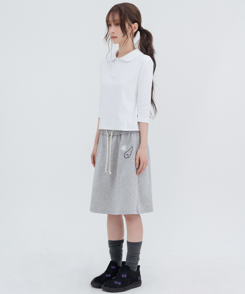 HSD Applique Sweat Skirts_Melange Gray