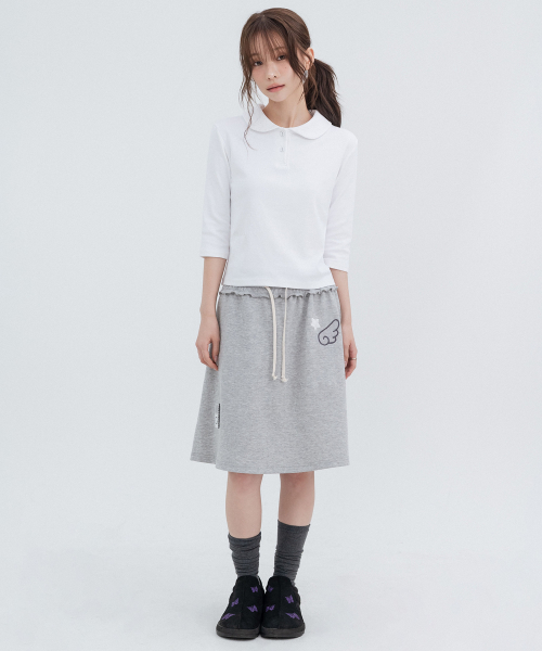 HSD Applique Sweat Skirts_Melange Gray