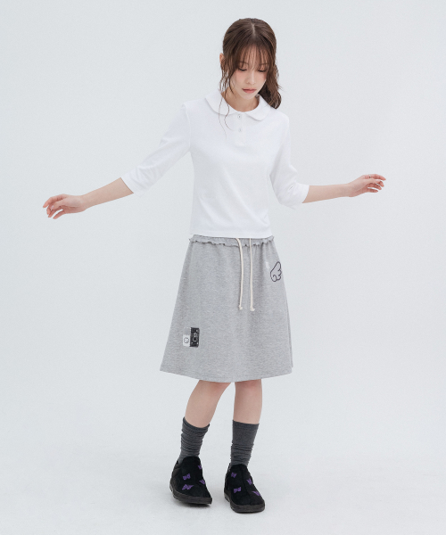 HSD Applique Sweat Skirts_Melange Gray