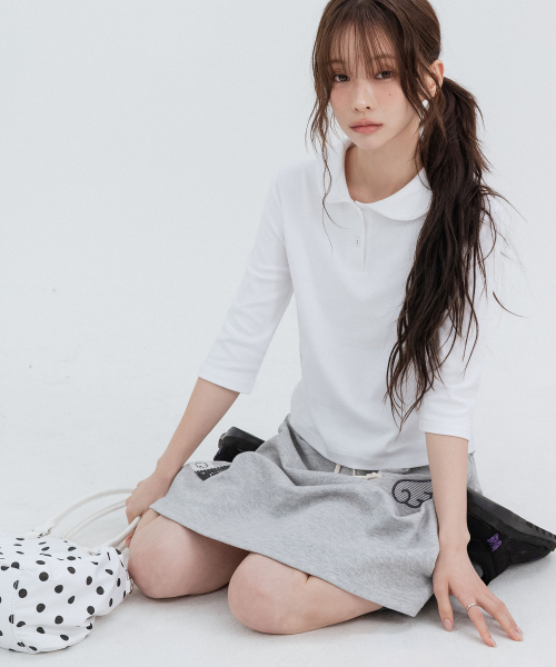 HSD Applique Sweat Skirts_Melange Gray