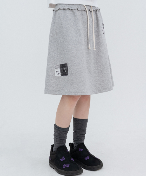 HSD Applique Sweat Skirts_Melange Gray