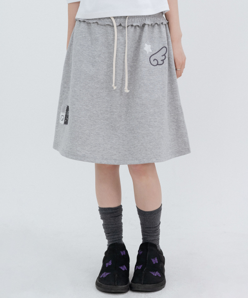 HSD Applique Sweat Skirts_Melange Gray