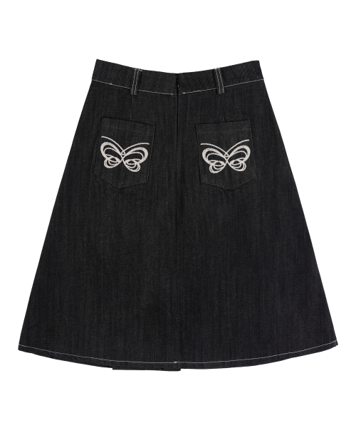 Denim Butterfly Skirts_Navy